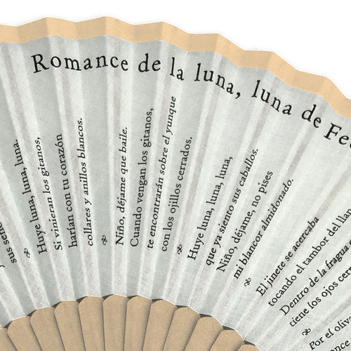 Abanico Blanco Federico García Lorca "Romance de la Luna" | Madera de Sicomoro y Algodón