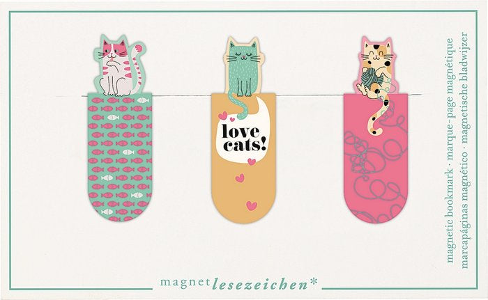 SURTIDO DE 3 GRACIOSOS MARCAPAGINAS MAGNETICOS GATOS