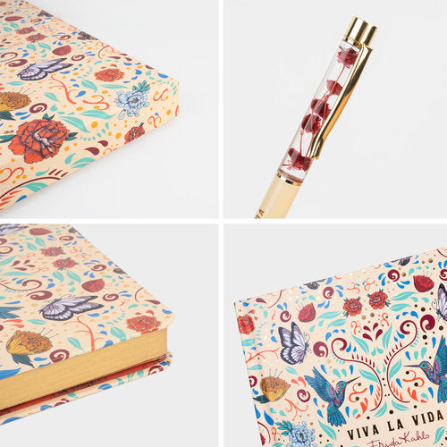 Set Cuaderno Premium A5 y Bolígrafo Frida Kahlo Viva la Vida