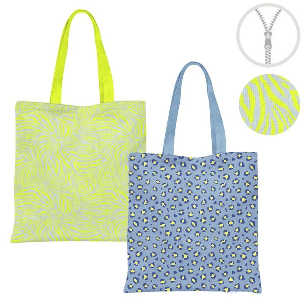 Bolsa Microfibra Animal Print Flúor | Tote con Cremallera 38 cm