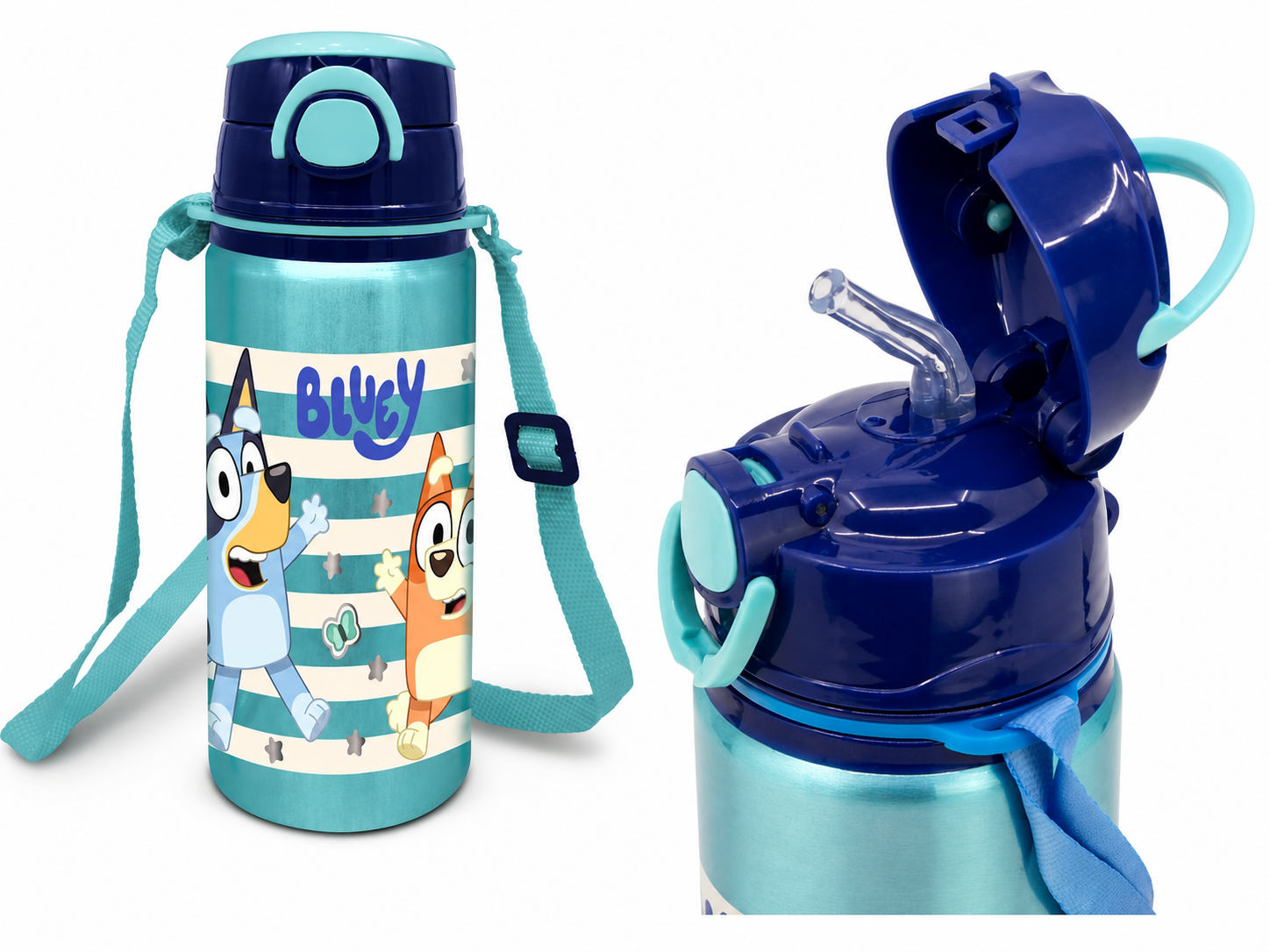 Botella Pop Up de Aluminio con Correa Bluey 730 ml